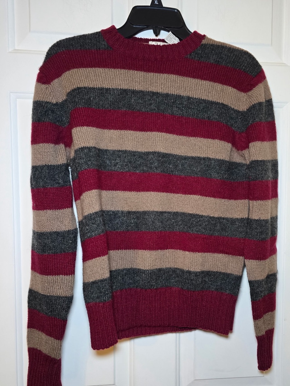Vintage B. Altman 5th Ave NY 100% Shetland Wool Striped Sweater Crew Neck Preppy - Picture 2 of 7